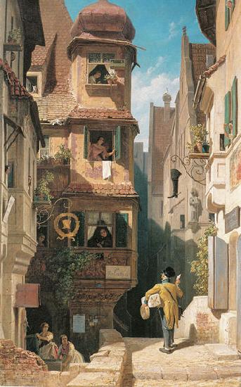 Carl Spitzweg Der Briefbote im Rosenthal